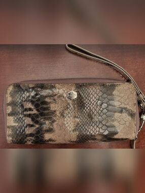 Lodis Snake Print Wristlet Wallet - Brown & Black